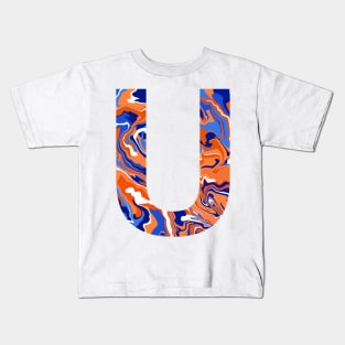 Orange and blue marble U Kids T-Shirt